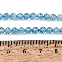 天然および染色ブルートパーズビーズ連売り  多面カット  グレードAA  ラウンド  4mm  穴：0.7mm  約92~95個/連  15.24~15.51''（38.7~39.4センチメートル）&nbsp;G-B088-C05-04
