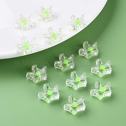 透明なアクリルビーズ  二層ビーズ  クラウン  芝生の緑  14x17.5x7mm  穴：2mm  約581個/500g&nbsp;MACR-S373-105-B06