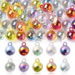 100Pcs 10 Colors UV Plating Rainbow Iridescent Transparent Acrylic Pendants&nbsp;PACR-CJ0001-31