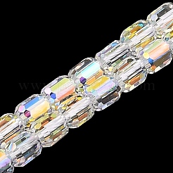 電気メッキ透明ガラスビーズ連売り  多面カット  コラム  5.5x4mm  穴：1mm  約75個/連  15.55~15.67インチ（39.5~39.8cm）&nbsp;GLAA-C029-02A-10