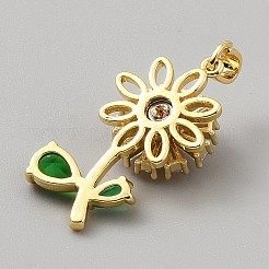 Brass Micro Pave Cubic Zirconia Rotating Pendants&nbsp;ZIRC-CJC0004-01G-03