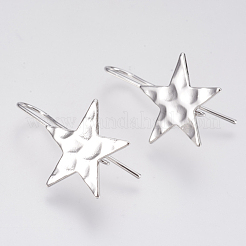 真鍮製スタッドピアスパーツ  スター  ニッケルフリー  プラチナメッキ  31.5x20mm  穴：2mm  ピン：1mm&nbsp;X-KK-T027-63P