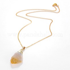 Natural Raw Rough Citrine Pendant Necklaces&nbsp;NJEW-JN01139