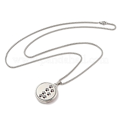 316 Surgical Stainless Steel Aromatherapy Diffuser Perfume Hollow Flat Round Pendant Box Chain Necklaces&nbsp;NJEW-R016-01P-06