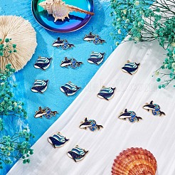 20 個クジラエナメルチャームペンダントシロナガスクジラ魚チャーム海の動物のペンダントジュエリーネックレスブレスレットイヤリング作る工芸品  ゴールドカラー  35x22mm  穴：2mm&nbsp;JX299A