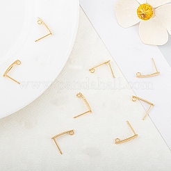304ステンレススチールスタッドピアス金具  カン付き  ゴールドカラー  15x3x1mm  穴：2mm  ピン：0.8mm&nbsp;STAS-G179-54G