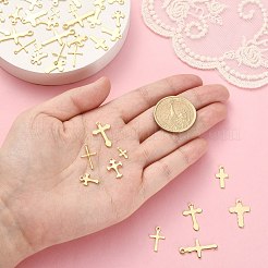50Pcs 10 Styles 304 Stainless Steel Tiny Cross Charms&nbsp;STAS-CJ0002-25