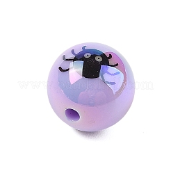 ハロウィーン UVメッキアクリルビーズ  蜘蛛と丸い  プラム  16mm  穴：2.8mm&nbsp;OACR-M013-08A-02