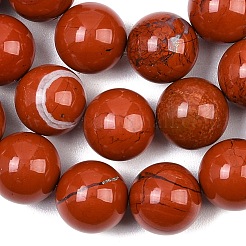 天然石レッドジャスパービーズ連売り  ラウンド  16~16.5mm  穴：1.6mm  約24~25個/連  15.35~15.94インチ（39~40.5cm）&nbsp;G-L648-A06-16mm