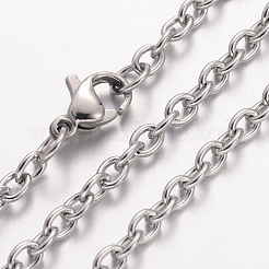 変色しない304ステンレススチールネックレス  アズキチェーン  カニカン付き  ステンレス鋼色  17.72インチ（45cm）  2mm&nbsp;LS-MAK-K004-10P