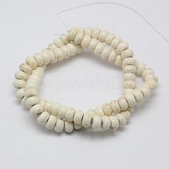1連売り合成ターコイズロンデルビーズ連売り  染め  乳白色  6x4mm  穴：1mm  約88~90個/連  15インチ&nbsp;X-TURQ-G109-6x4mm-07