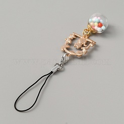 Alloy Enamel Arch with Cat & Ball Phone Charm Mobile Straps&nbsp;HJEW-WH0007-28