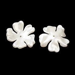 Absプラスチック模造真珠ビードキャップ  5  - 花びらの花  ホワイトスモーク  31x32x12mm  穴：1.6mm&nbsp;OACR-A020-02