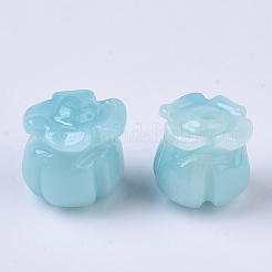 合成サンゴビーズ  染め  イミテーション翡翠  チューリップ  淡いターコイズ  8.5x8mm  穴：1.5mm&nbsp;CORA-R017-28-A01