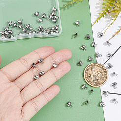304ステンレススチールチューブベイル60個  ループベイル  バレル保釈ビーズ  ステンレス鋼色  7x5x4mm  穴：2mm&nbsp;STAS-DC0006-85
