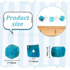 1連売り天然石英ビーズ連売り  染め  正方形  ディープスカイブルー  7~9x7~8x6~7mm  穴：1mm  約49~51個/連  14.76~14.96インチ（37.5~38cm）&nbsp;G-OC0004-55A