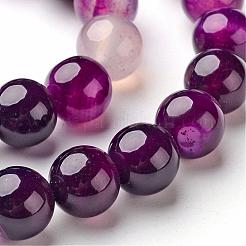 天然石縞瑪瑙/バンデットアゲートビーズ連売り  ラウンド  染め＆加熱  パープル  10mm  穴：1mm  約38個/連  15インチ&nbsp;G-D845-01A-10mm