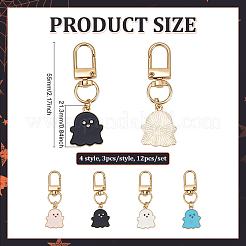 12Pcs 4 Style Alloy Enamel Ghost Pendant Decorations&nbsp;HJEW-DC00145