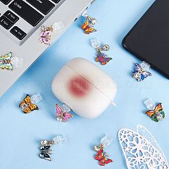 PVCモバイル防塵プラグ  合金ラインストーンと合金エナメルペンダント付き  蝶  ミックスカラー  2.5~3.2cm  10個/セット&nbsp;PALLOY-AB00207