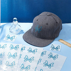 バタフライホットフィックスガラスラインストーン  パッチアップリケのアイロン  靴用  部屋やバッグの装飾  ディープスカイブルー  51x48x1.5mm&nbsp;DIY-WH0453-71A-02