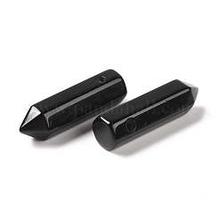 天然オブシディアンの尖ったペンダント  多面カット  弾丸  30~33x8~9mm  穴：1.4~1.6mm&nbsp;G-D460-01N