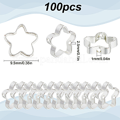 ラックメッキ真鍮ビーズフレーム100個  長持ちメッキ  スター  銀  9.5x2.5mm  穴：1mm&nbsp;KK-SP0002-26S