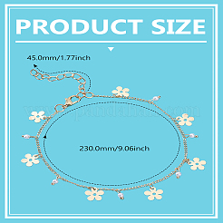 1Pc Brass Curb Chain Flower Charm Anklets&nbsp;AJEW-LP0007-64