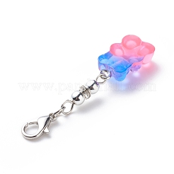 Transparent Gradient Color Resin Bear Pendant Decorations&nbsp;HJEW-JM00765
