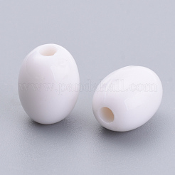 不透明なアクリルビーズ  オーバル  ホワイト  14x11mm  穴：2mm  約520個/500g&nbsp;SACR-S300-08D-01