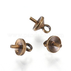 合金ヒートンキャップペンダント  片穴パーツ用  アンティークブロンズ  6.5x4.5mm  穴：1.6mm  ピン：0.9mm&nbsp;PALLOY-WH0065-19AB