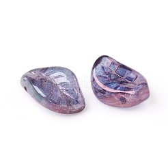 チェコグラスチャーム  電気メッキ＆透明＆つや消し効果  葉  ミックスカラー  15x10x4mm  穴：0.8mm  約120個/袋&nbsp;GLAA-G077-04