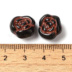 不透明なランプワークビーズ  ローズ  ブラック  13x8mm  穴：1mm  約58~70個/100g&nbsp;LAMP-P065-02B-02