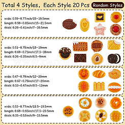 80Pcs 4 Styles Opaque Resin Imitation Food Decoden Cabochons&nbsp;CRES-SC0003-02