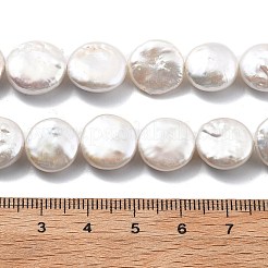 天然バロックケシパールビーズ連売り  養殖淡水パール  フラットラウンド  グレード4a+  フローラルホワイト  12~13x4~6mm  穴：0.6mm  約30~31個/連  15.16''~15.55''（38.5~39.5センチメートル）&nbsp;PEAR-B004-16D-02A