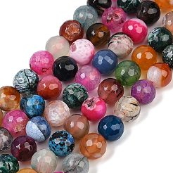 天然の火瑪瑙（染色・加熱）ビーズ連売り  多面カット  ラウンド  ミックスカラー  10~10.5mm  穴：1mm  約40個/連  14.96''~15.16''（38~38.5センチメートル）&nbsp;G-M437-A01-01L