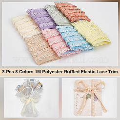 8Pcs 8 Colors 1M Polyester Ruffled Elastic Lace Trim&nbsp;OCOR-NB0001-93A