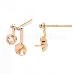 Brass Micro Pave Clear Cubic Zirconia Earring Findings&nbsp;KK-T062-230G-NF
