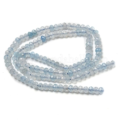 天然石アクアマリンビーズ連売り  多面カット  グレードA  ロンデル  4x3mm  穴：0.6mm  約138個/連  15.39''（39.1センチメートル）&nbsp;G-A097-C01-01