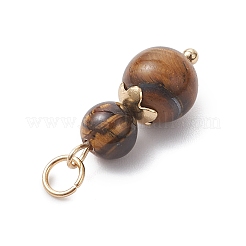 3Pcs 3 Styles Synthetic Citrine & Natural Topaz Jade & Yellow Jade Round Beaded Pendants&nbsp;PALLOY-JF04701-03