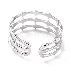 変色しにくい304ステンレススチールの指輪  カフスリング  長持ちメッキ  骨の形状  ステンレス鋼色  usサイズ6 3/4(17.1mm)  6~9mm&nbsp;RJEW-L102-12P