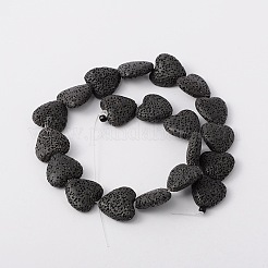 合成溶岩ロックビーズ連売り  ハート  染め  ブラック  20x20x7mm  穴：1mm  約20個/連  15.3インチ&nbsp;G-N0114-18