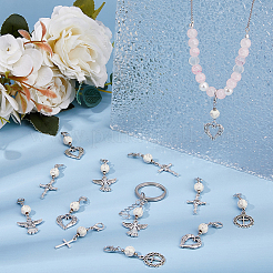 50Pcs 5 Styles Cross Acrylic & Alloy Pendant Decoration&nbsp;HJEW-DC00016