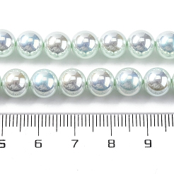 UV Plating Pearlized Glass Pearl Beads Strands&nbsp;GLAA-F128-01B-T13