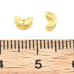 真鍮ビーズ  鉛フリー＆カドミウムフリー  長持ちメッキ  葉  ゴールドカラー  3x5x2.8mm  穴：1mm&nbsp;KK-H495-01G