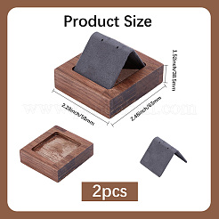 布と鉄のジュエリーイヤリングディスプレイ  ウォールナット材ベース  ピアス用  グレー  6.3x5.8x3.85cm&nbsp;EDIS-WH20002-05B