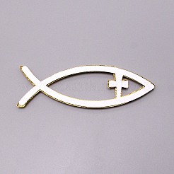 ABSプラスチッククロス＆フィッシュデカールステッカー  3Dカーステッカーデコレーションアクセサリー  ゴールド  47x140x6mm&nbsp;FIND-WH0077-76