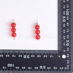 10Pcs Triple Natural Malaysia Jade Round Beaded Connector Charms&nbsp;PALLOY-SW00003-04