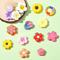 16 個 16 スタイルのシリコーンビーズ  花  ミックスカラー  22~30x22~30x7~17mm  穴：2~3mm  1個/スタイル&nbsp;SIL-YW0002-03