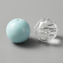 混合スタイル アクリル ラウンド ビーズ セット  ライトスカイブルー  19~20mm  穴：2mm  約50個/袋&nbsp;SACR-WH0006-20E