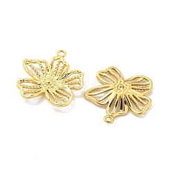 PVD真空メッキ304ステンレスペンダント  花のチャーム  18KGP本金メッキ  17.5x16x2.8mm  穴：1.2mm&nbsp;STAS-L278-045G